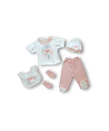 Kanaviçe Nakışlı  5li Zıbın Takımı Hastane Çıkışı Pudra