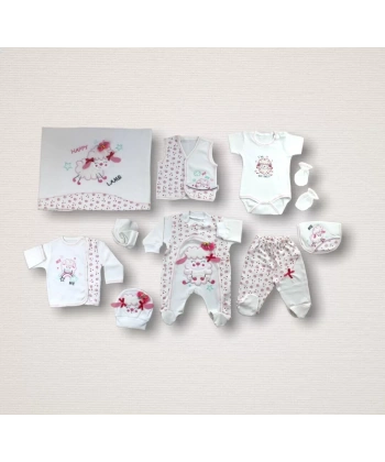 Kıvırcık Kuzu Nakışlı  10lu Zıbın Takımı Hastane Çıkışı Ekru