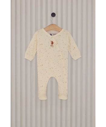 Kız Bebek Patikli Tulum  Krem