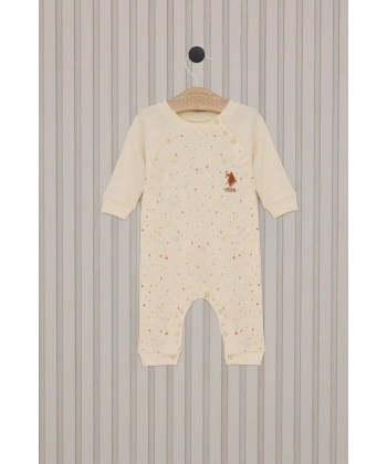 Kız Bebek Uzun Kol Patiksiz Tulum  Krem