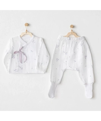 Magical Butterfly Müslin 2li Zıbın Takım White