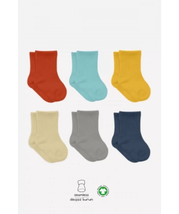 Mix Penye Soket Çorap 6lı  Kiremit