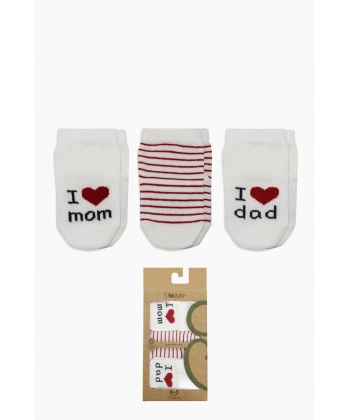 Mom Dad 3lü Penye Soket Çorap 10123 Ekru