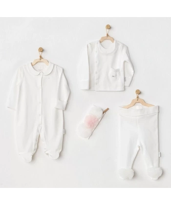 Petit Love Newborn Tüllü 4 Parça Set Ekru