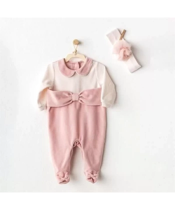 Puppy Gazelle Kadife Bebe Tulum Takım Pink