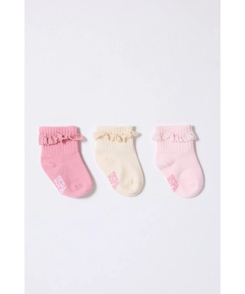 U.s.polo Kız Bebek Çorap Usb2208 Pudra Ekru Somon