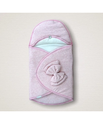 Yenidoğan Düğme Detaylı Çizgi Efektli Çift Fiyonk Klasik Kundak Bebek Battaniyesi Pembe
