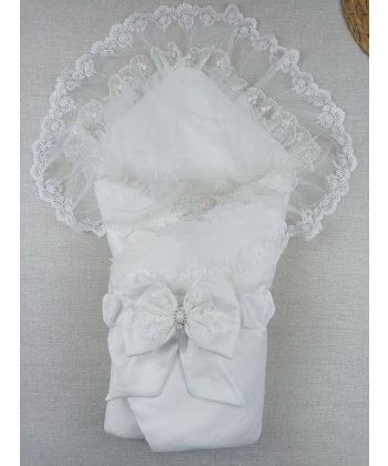 Yenidoğan İpek Pamuklu İnci Lüks Kundak Bebek Battaniyesi Ekru