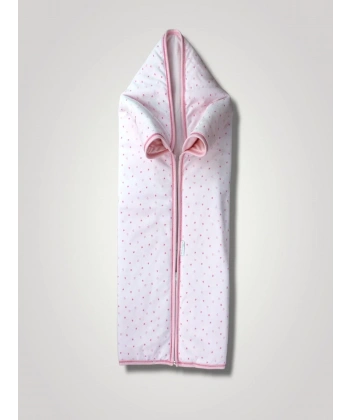 Yenidoğan Kalp Baskılı Fermuarlı Kadife Bebek Battaniyesi Pembe