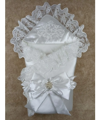 Yenidoğan Pırıltı Nakış Detaylı Lüks Kundak Bebek Battaniyesi Ekru