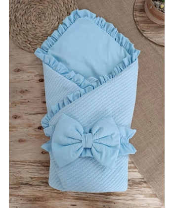 Yenidoğan Tericotton Kumaş Multi Mevsimlik Bebek Battaniyesi Kundak Mavi