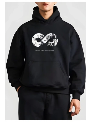 10 Kasıma Özel Üç İplik Kapüşonlu Baskılı SweatShirt - Siyah -