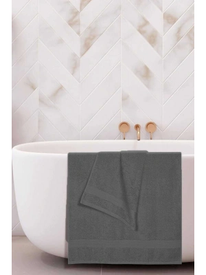2 li Banyo Havlu Takımı %100 Pamuklu Dry Antrasit
