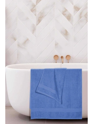 2 li Banyo Havlu Takımı %100 Pamuklu Dry Mavi