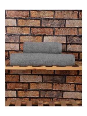 2 Parça %100 Pamuklu Soft Lüx Banyo Havlu Seti Gri