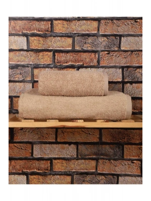 2 Parça %100 Pamuklu Soft Lüx Banyo Havlu Seti Kahve