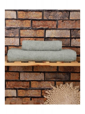 2 Parça %100 Pamuklu Soft Lüx Banyo Havlu Seti Yeşil