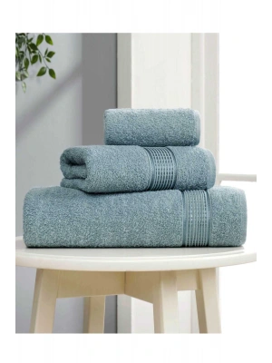 3 lü Banyo Havlusu Seti Pamuklu Ritim Mint