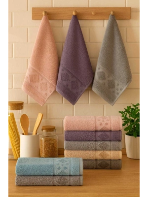 6 Parça Mutfak Havlusu Seti %100 Pamuklu Carla