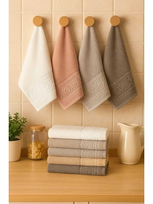 6 Parça Mutfak Havlusu Seti %100 Pamuklu Dalga