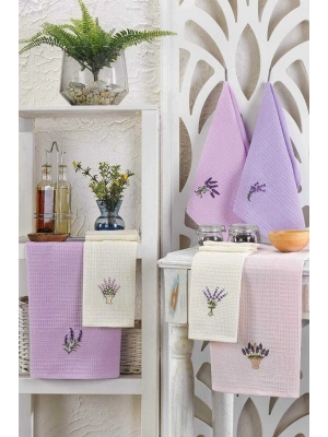 6 Parça Mutfak Kurulama Bezi 30 X 50 Cm Lavender Flower