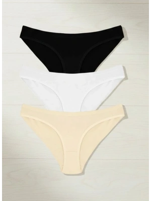 Bicomi Pamuklu Siyah Beyaz Ten Rengi 3lü Külot