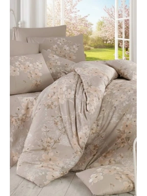 Çift Kişilik Nevresim Takımı Pamuklu Bej Bahar