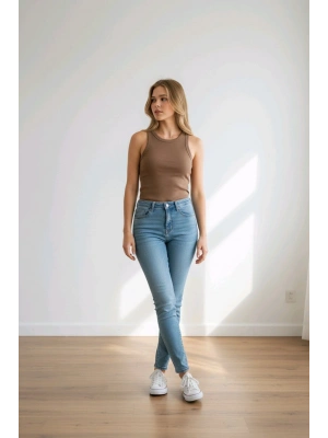 Fitilli Halter Yaka Örme Atlet