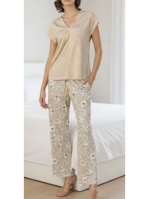 Bicomi Çiçek Deseni V Yaka Pijama Takımı