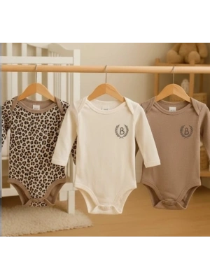 3lü Naturel Bebek Badi Zıbın -%100 Pamuk