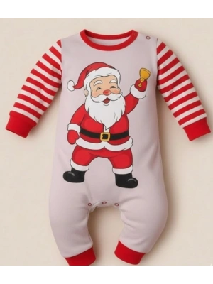 Noel Baba Detaylı Bebek Tulum % 100 Pamuk