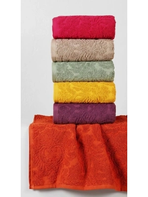 Bicomi 6lı El Yüz Jakarlı Havlu Seti - Doku Desenli %100 Pamuk