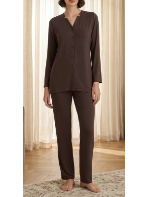 Bicomi Comfort-Plus: Nefes Alan Viskon Dokulu, Boydan Düğmeli Fonksiyonel Pijama Takımı