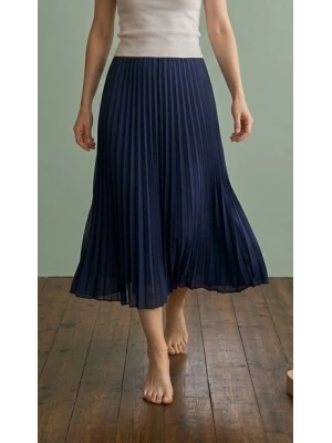 Bicomi 90 cm Belden Lastikli Saten Pliseli Kurtarıcı Midi Etek – Her Mevsime Uygun Zarif Şıklık