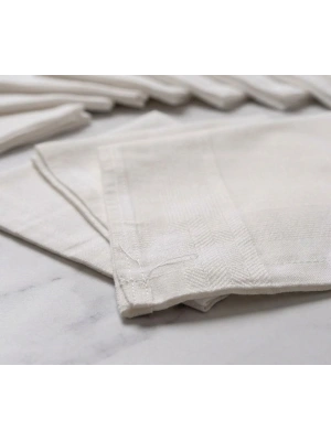 Premium Denizli Dokuması 12li Beyaz Kumaş Mendil Seti - Saf Pamuk Konforu