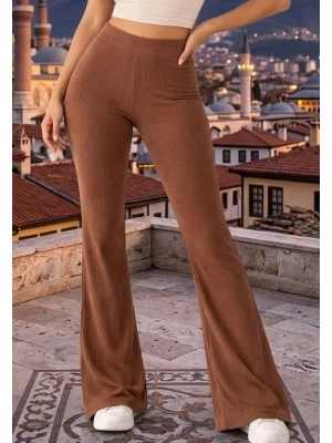 Biçomi Yüksek Bel Toparlayıcı & Esnek Fitilli Kaşkorse İspanyol Paça Rahat Pantolon