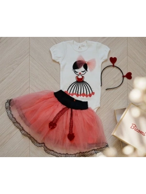 Hassas Cilt Dostu, Antialerjik 3lü Tütü Bebek Takımı - Nar Çiçeği