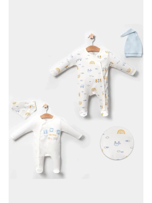 Araba Desenli Mavi 4lü Erkek Bebek Tulumu