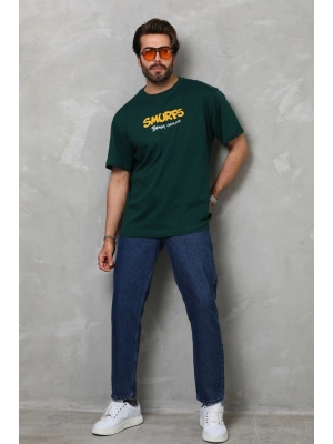 Basic Bisiklet Yaka Oversize T-Shirt - Yeşil -