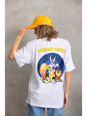 Baskılı Oversize T-Shirt - Beyaz -