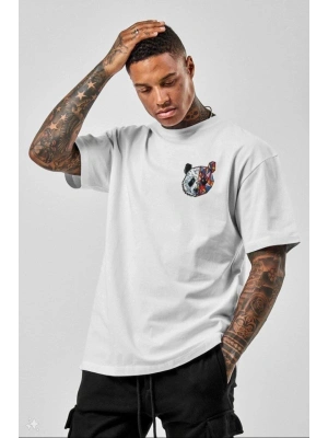 Baskılı Oversize T-Shirt - Beyaz -