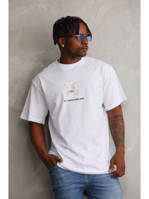 Baskılı Oversize T-Shirt - Beyaz -