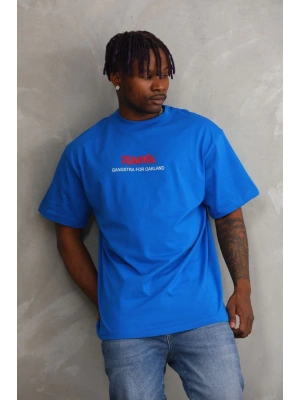 Baskılı Oversize T-Shirt - Mavi -