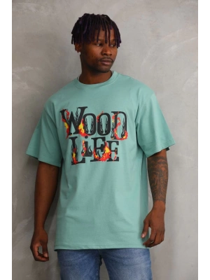 Baskılı Oversize T-Shirt - Mint Yeşili