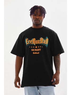 Baskılı Oversize T-Shirt - Siyah -