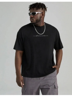 Baskılı Oversize T-Shirt - Siyah -