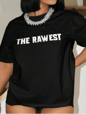 Baskılı Oversize T-shirt - Siyah -