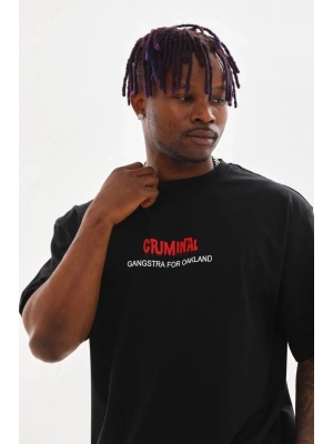 Baskılı Oversize T-Shirt - Siyah -