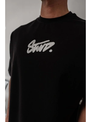 Baskılı Oversize T-shirt - Siyah -