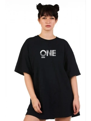 Baskılı Oversize T-Shirt - Siyah -
